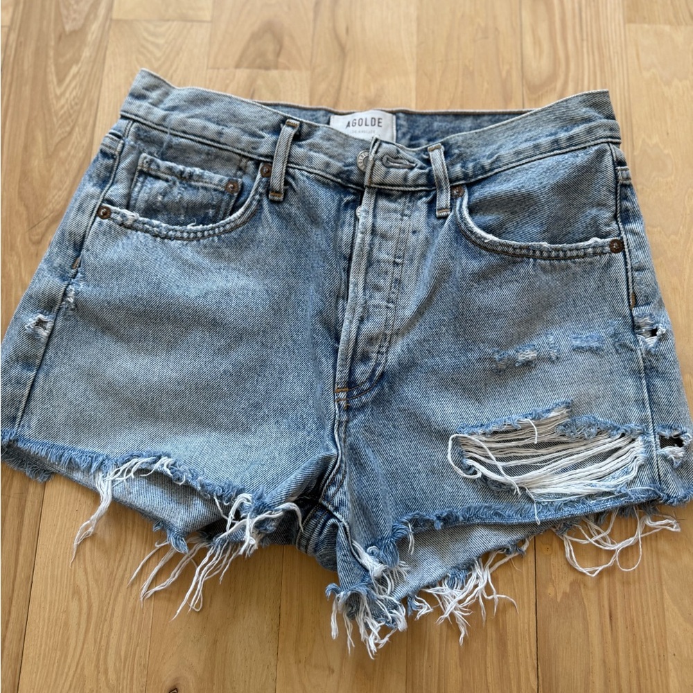 Agolde Parker Vintage Cut Off Denim Shorts Size 25 Waist 28" Distressed